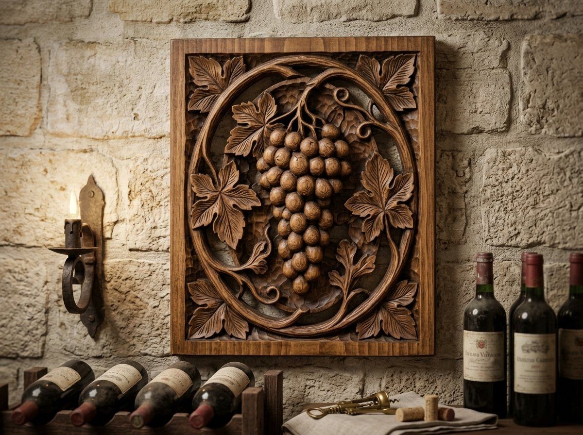 Grape Cluster Vine Panel CNC Relief STL bas-relief STL — view 14