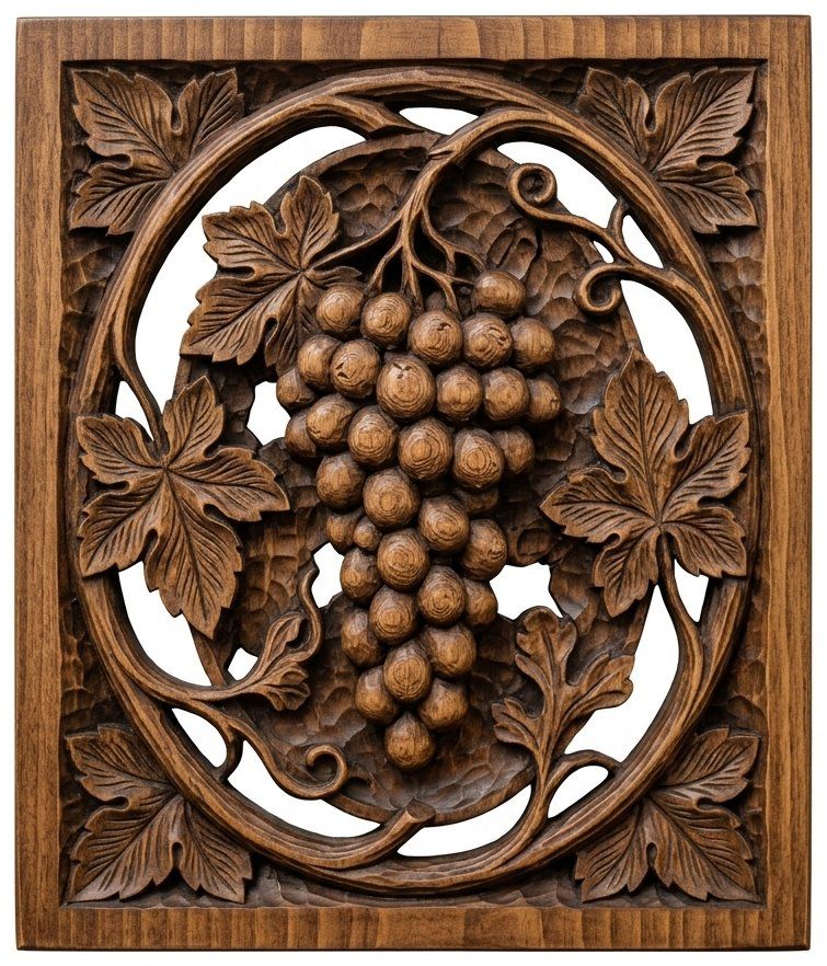 Grape Cluster Vine Panel CNC Relief STL bas-relief STL — view 4