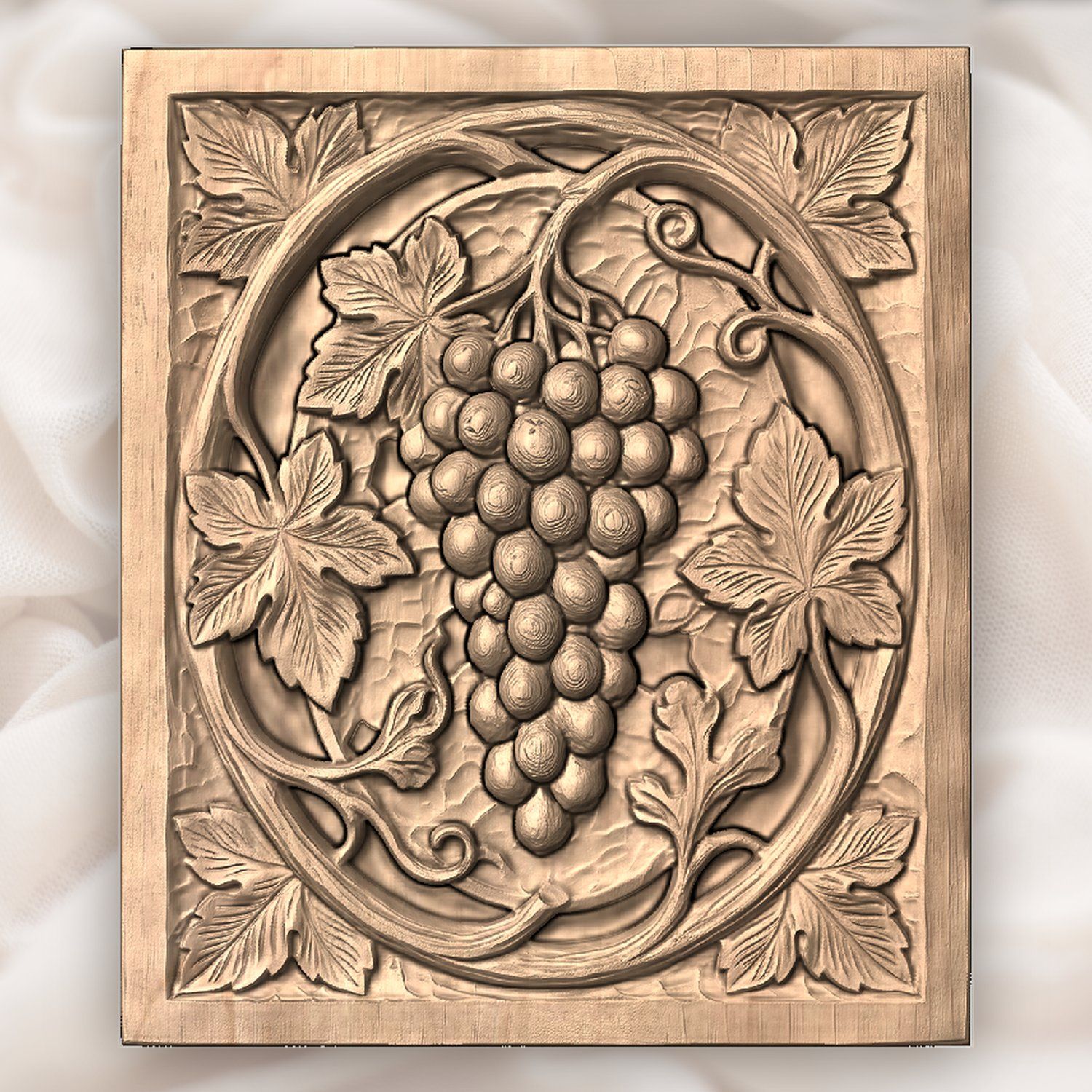 Grape Cluster Vine Panel CNC Relief STL bas-relief STL — view 5
