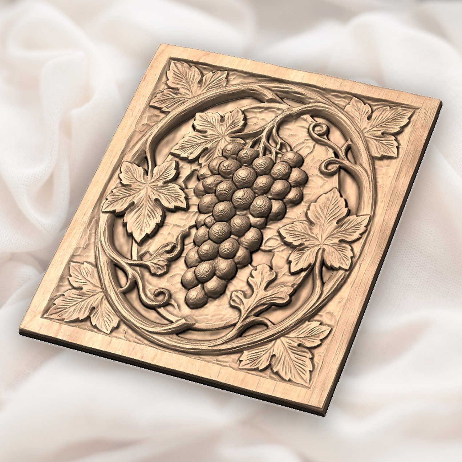 Grape Cluster Vine Panel CNC Relief STL bas-relief STL — view 6