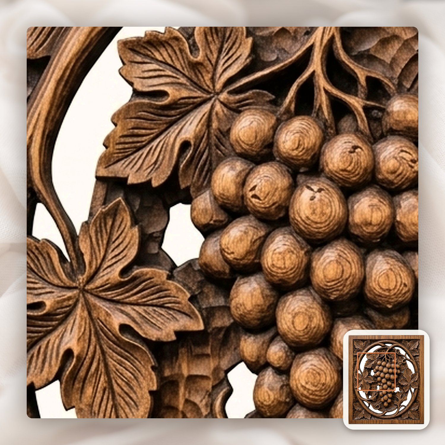 Grape Cluster Vine Panel CNC Relief STL bas-relief STL — view 11