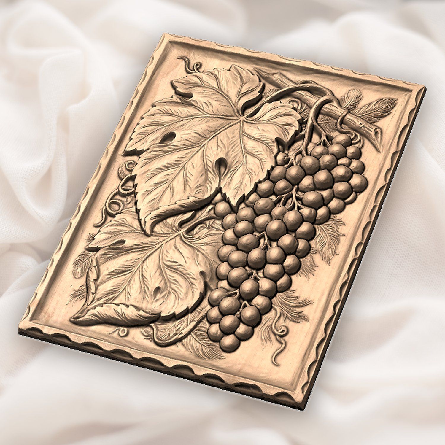 Grape Harvest Vine & Leaf CNC Relief STL bas-relief STL — view 4