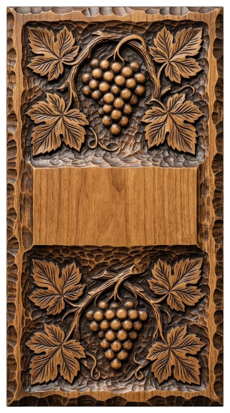 Grape Vine Vineyard Doorbell Backing Plate CNC Relief STL bas-relief STL — view 10