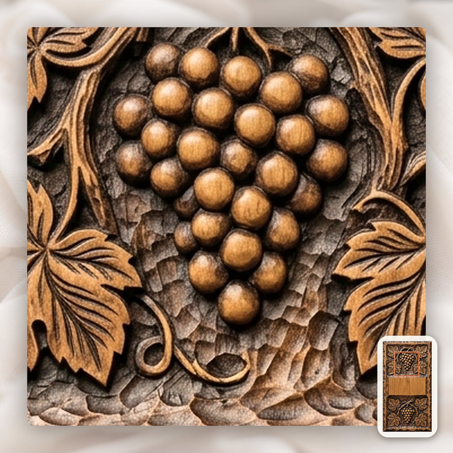 Grape Vine Vineyard Doorbell Backing Plate CNC Relief STL bas-relief STL — view 8