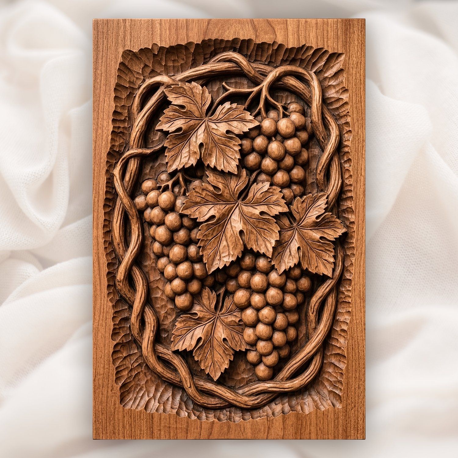 Grapes and Vine Cluster CNC Relief STL bas-relief STL design