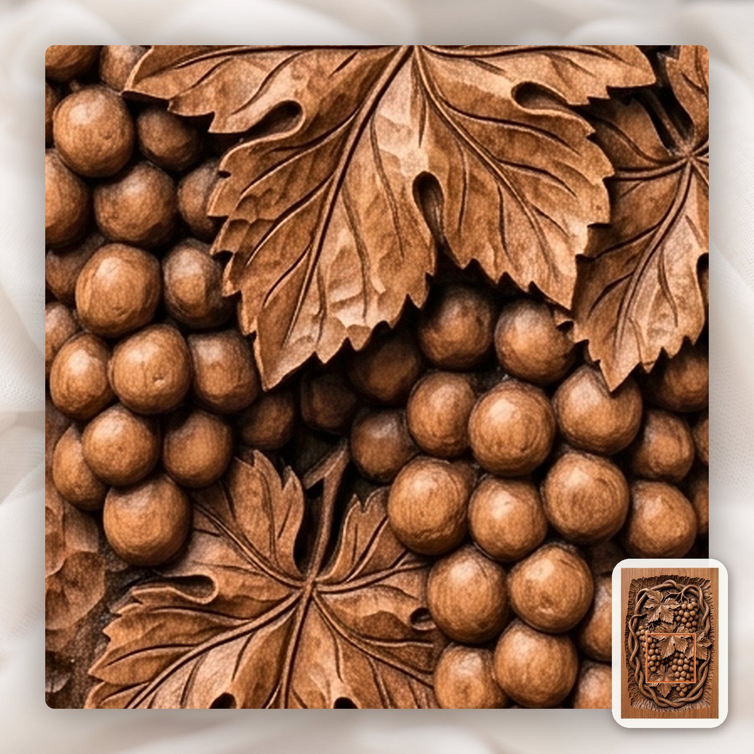 Grapes and Vine Cluster CNC Relief STL bas-relief STL — view 10