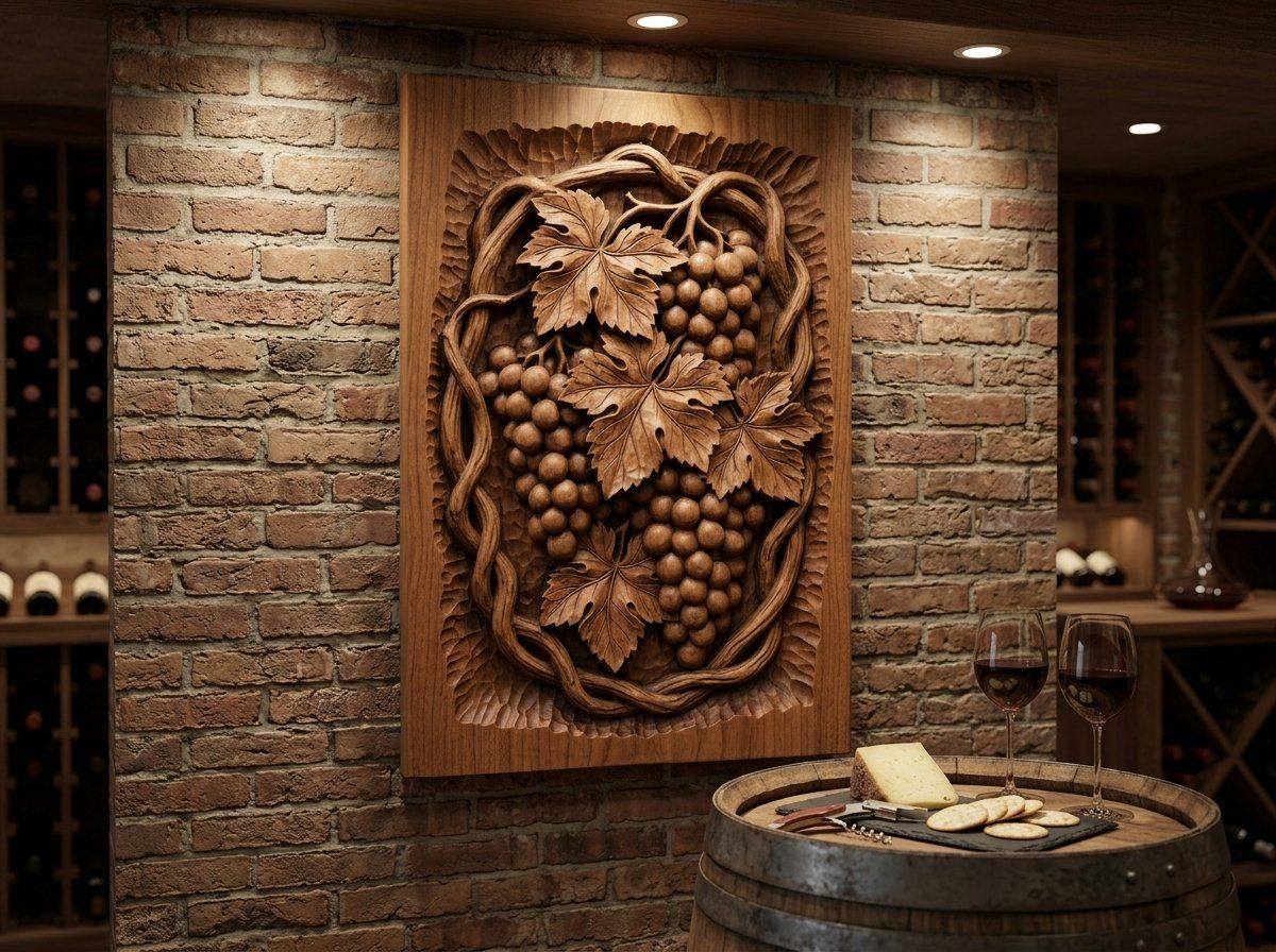 Grapes and Vine Cluster CNC Relief STL bas-relief STL — view 14