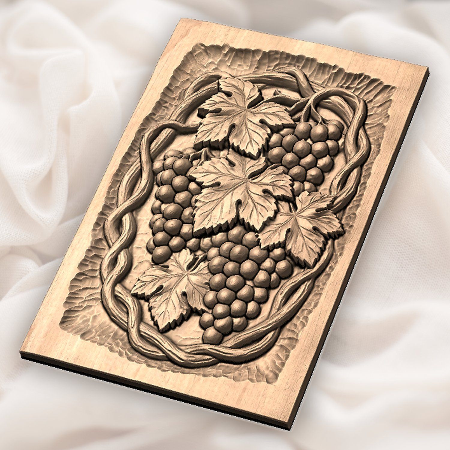 Grapes and Vine Cluster CNC Relief STL bas-relief STL — view 4