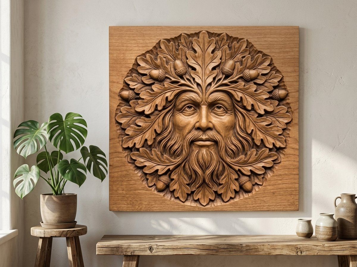 Green Man Forest Spirit CNC Relief STL bas-relief STL — view 12