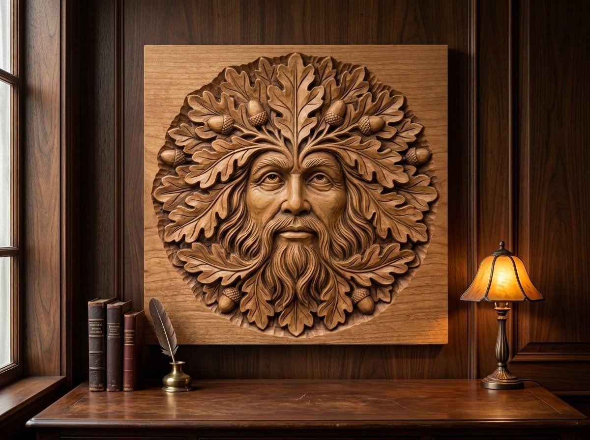 Green Man Forest Spirit CNC Relief STL bas-relief STL — view 13