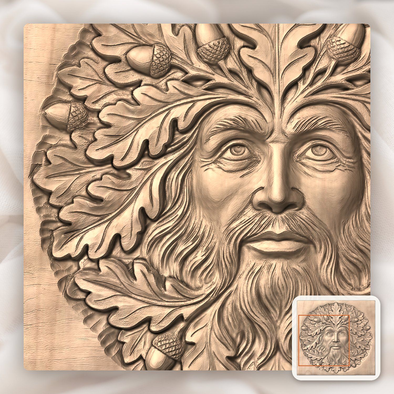 Green Man Forest Spirit CNC Relief STL bas-relief STL — view 6