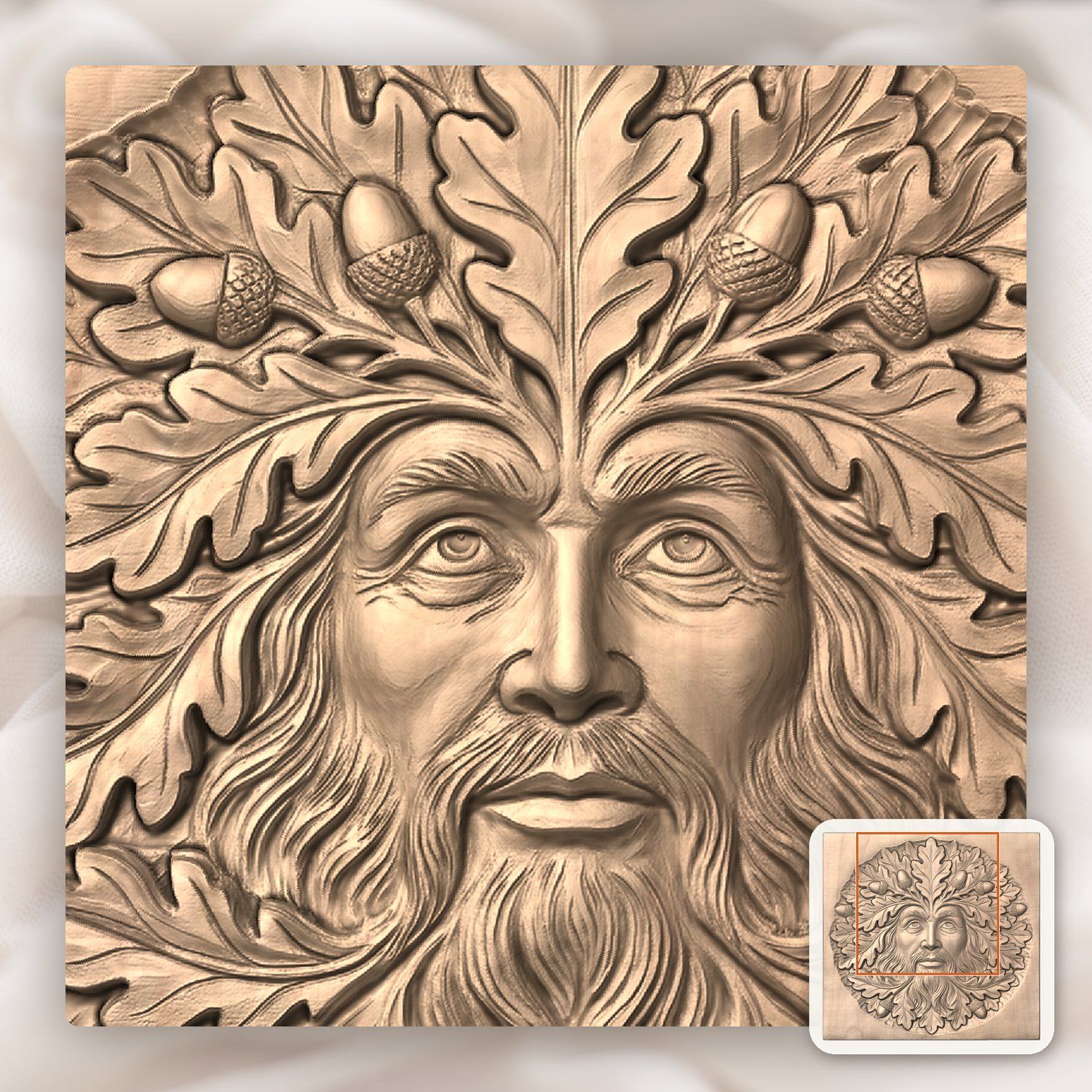 Green Man Forest Spirit CNC Relief STL bas-relief STL — view 7