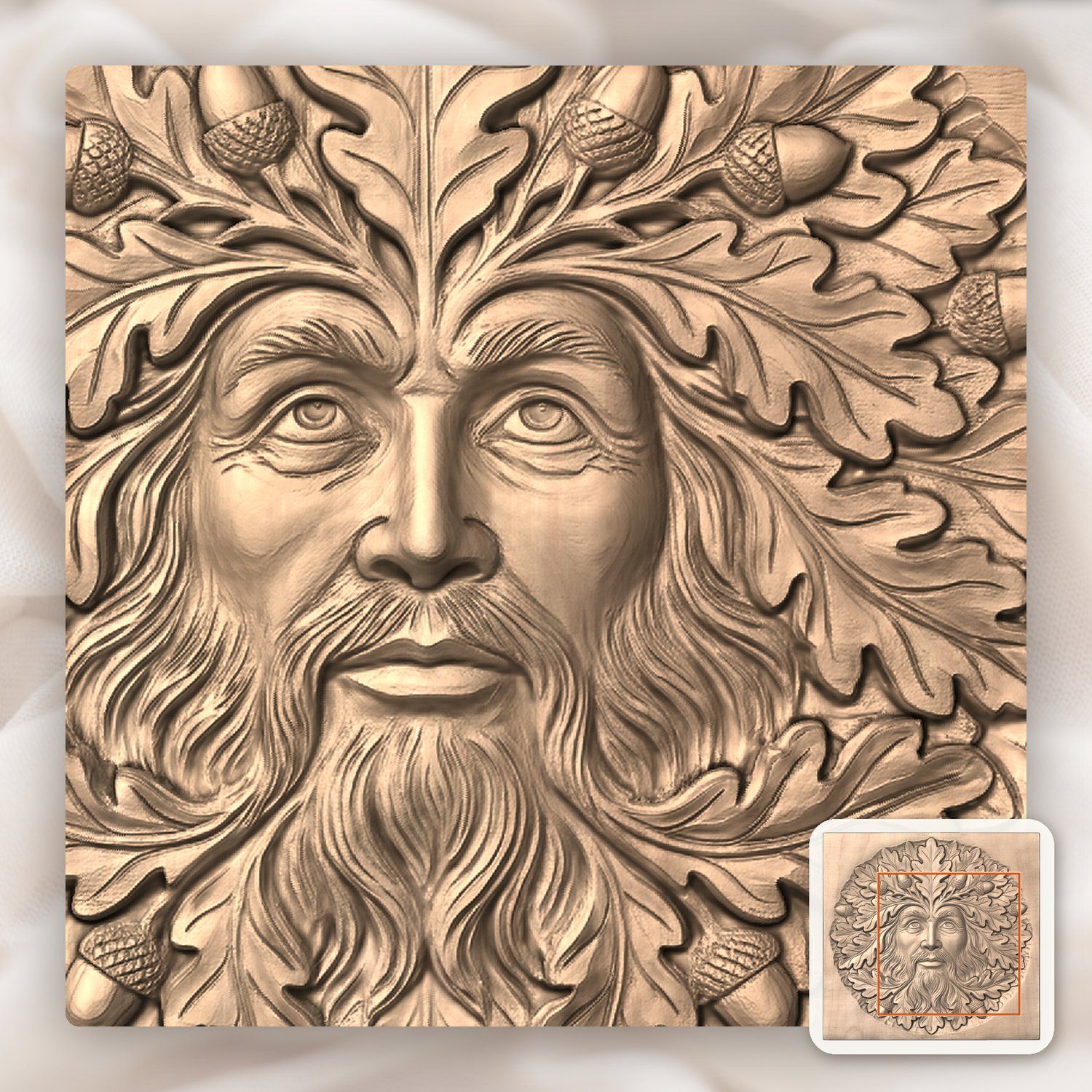 Green Man Forest Spirit CNC Relief STL bas-relief STL — view 8