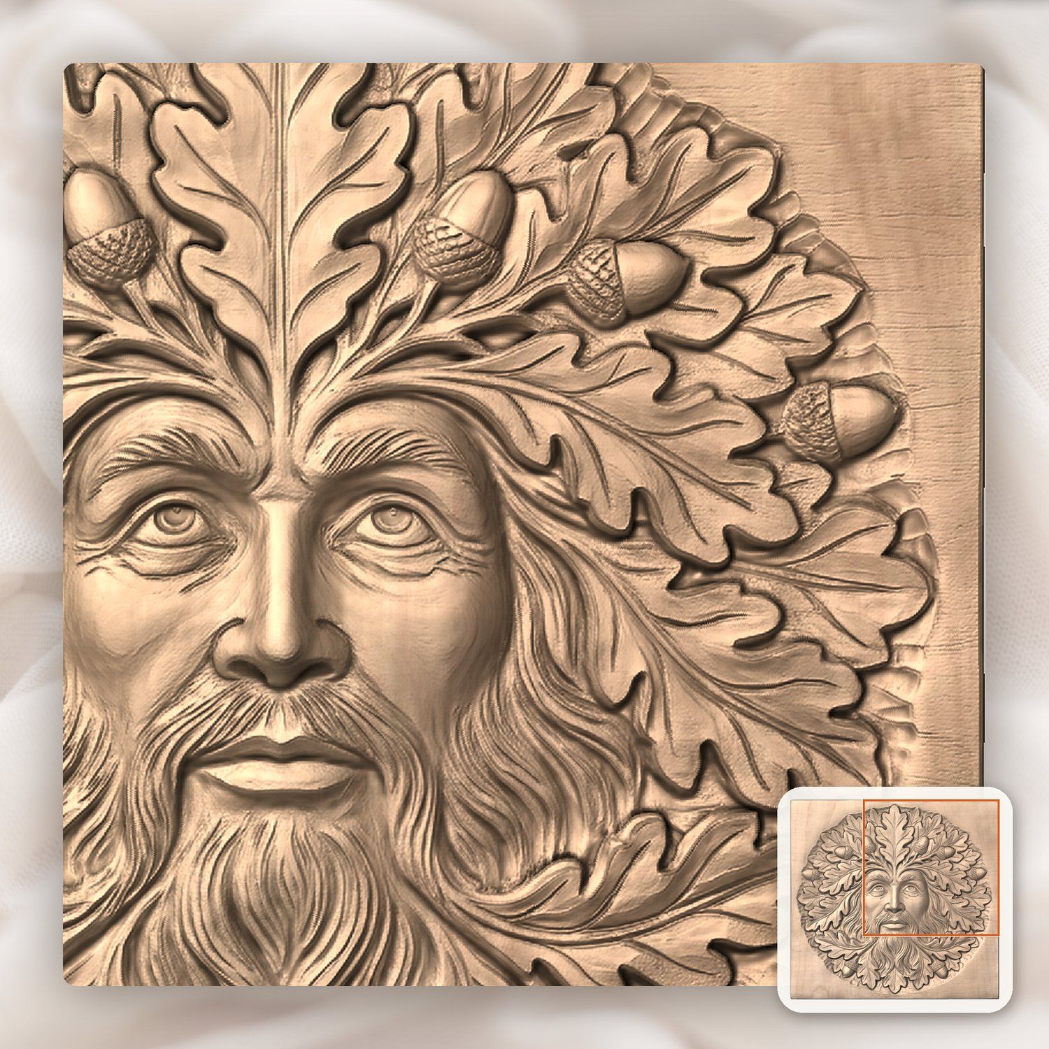 Green Man Forest Spirit CNC Relief STL bas-relief STL — view 9