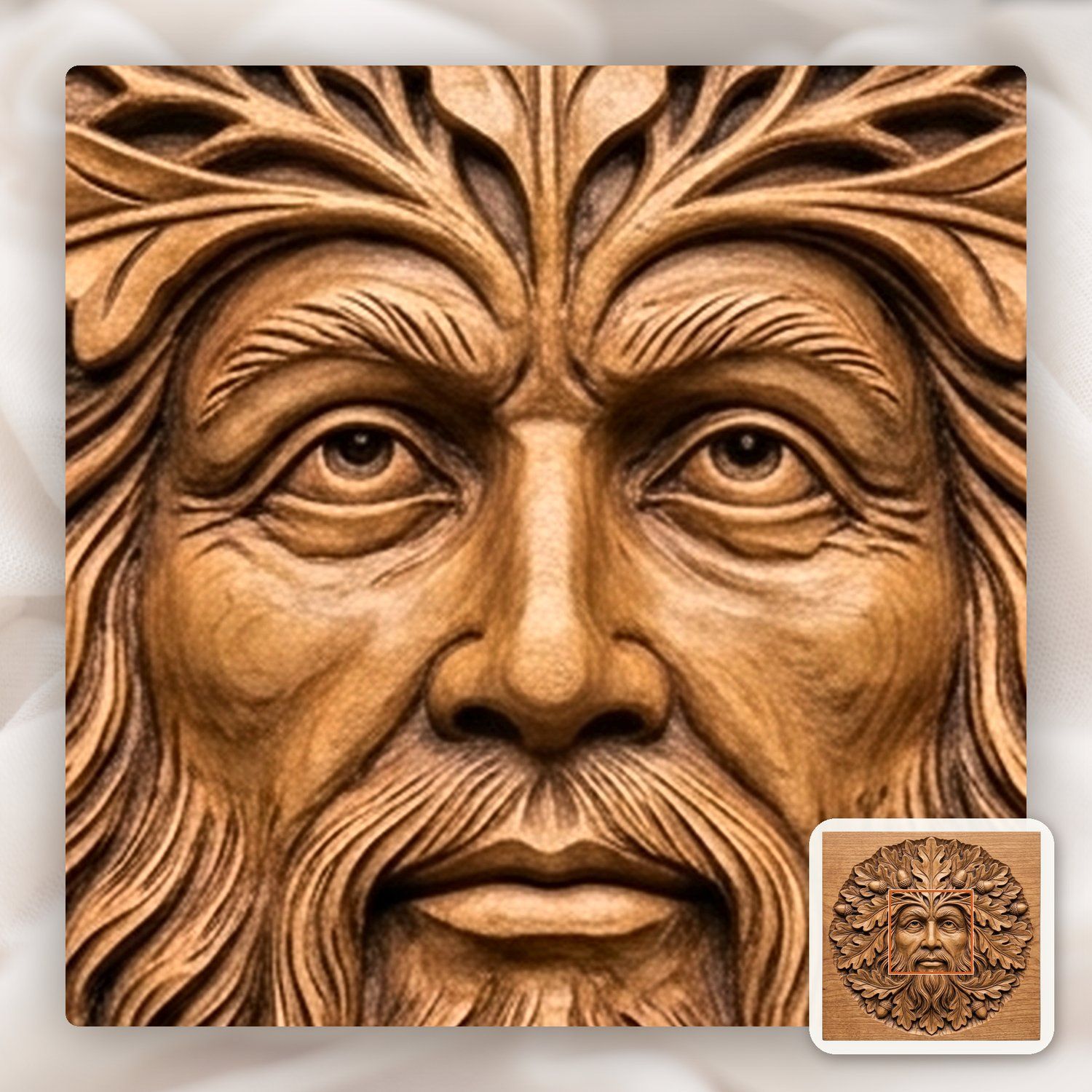 Green Man Forest Spirit CNC Relief STL bas-relief STL — view 10