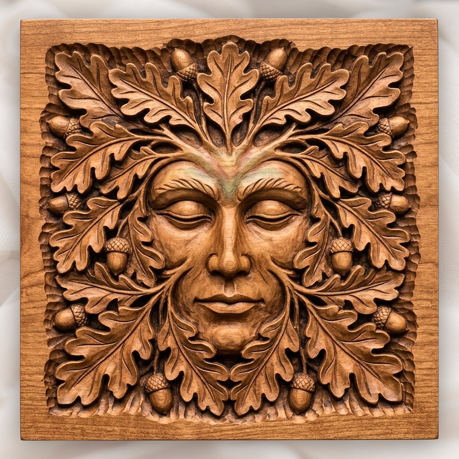 Green Man Forest Spirit Face CNC Relief STL bas-relief STL design