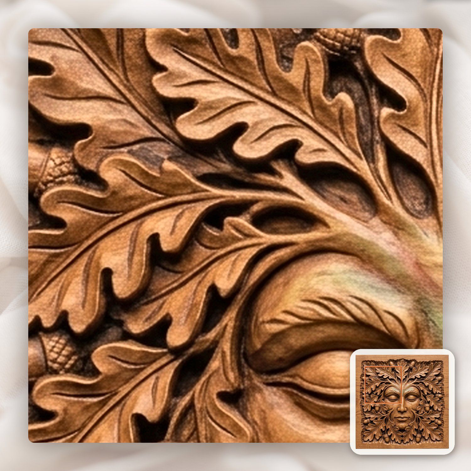 Green Man Forest Spirit Face CNC Relief STL bas-relief STL — view 11