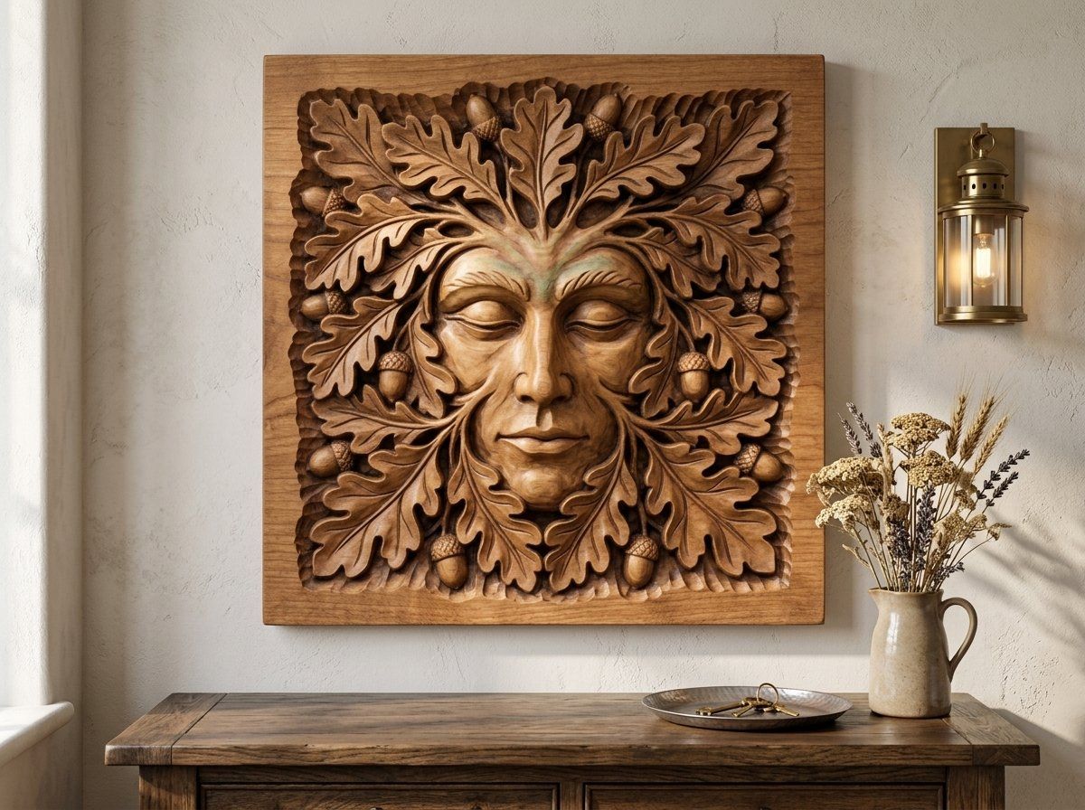 Green Man Forest Spirit Face CNC Relief STL bas-relief STL — view 12