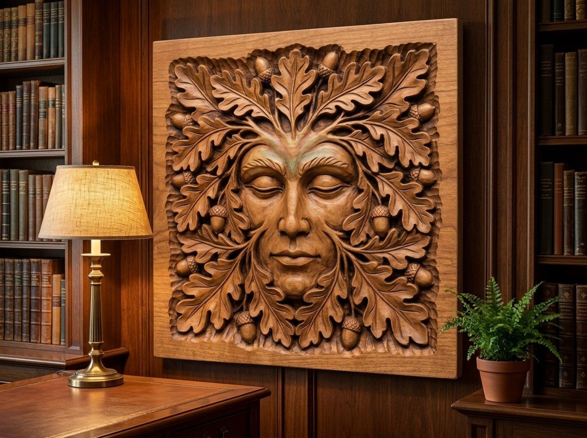 Green Man Forest Spirit Face CNC Relief STL bas-relief STL — view 13
