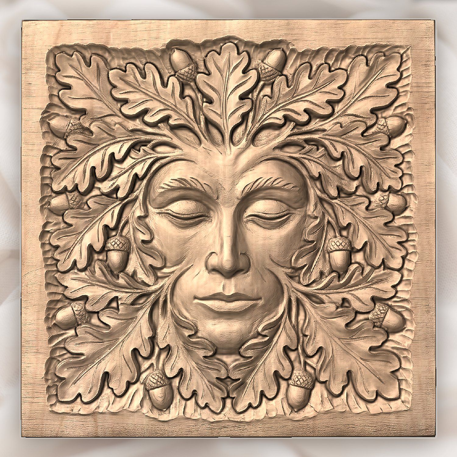 Green Man Forest Spirit Face CNC Relief STL bas-relief STL — view 4