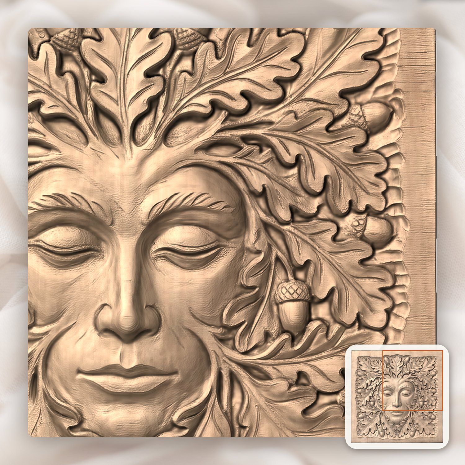 Green Man Forest Spirit Face CNC Relief STL bas-relief STL — view 7