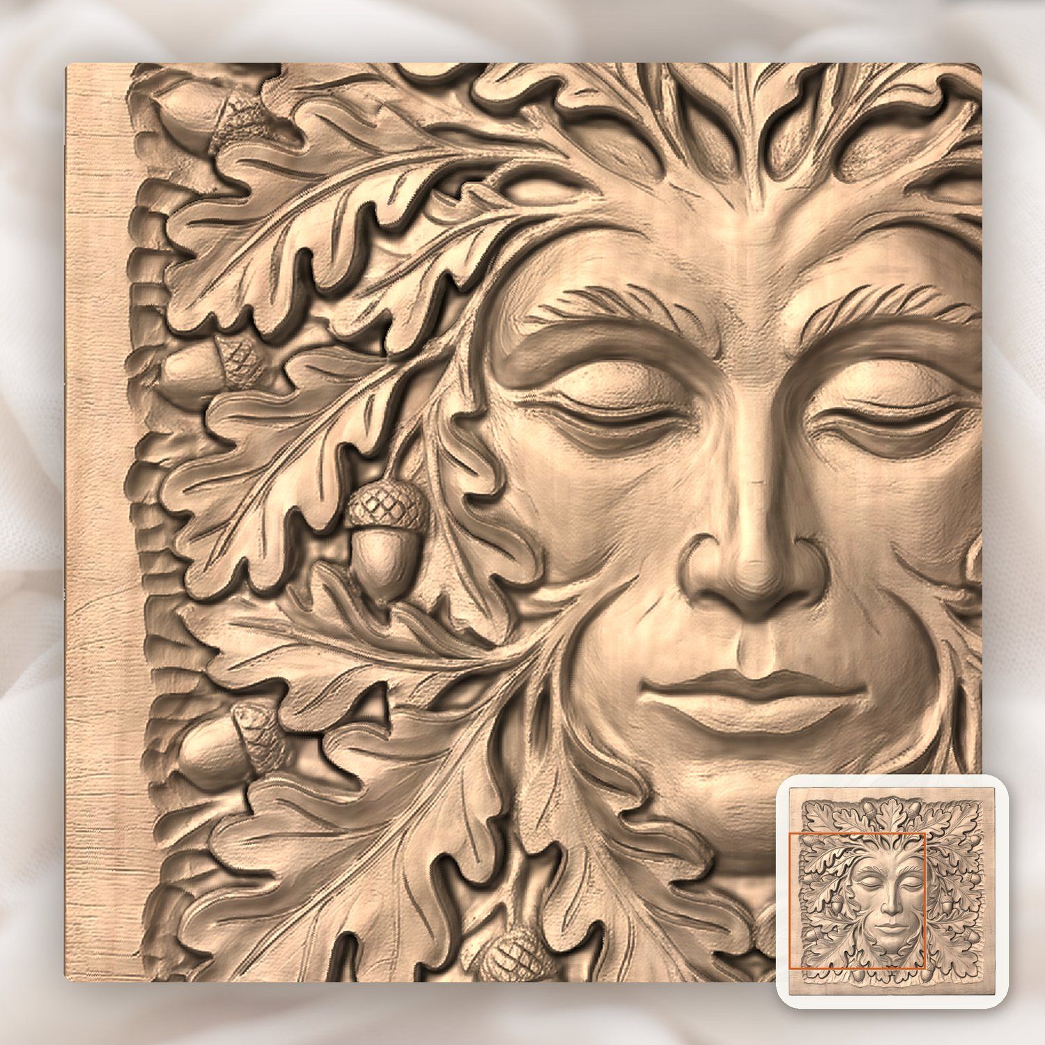 Green Man Forest Spirit Face CNC Relief STL bas-relief STL — view 8