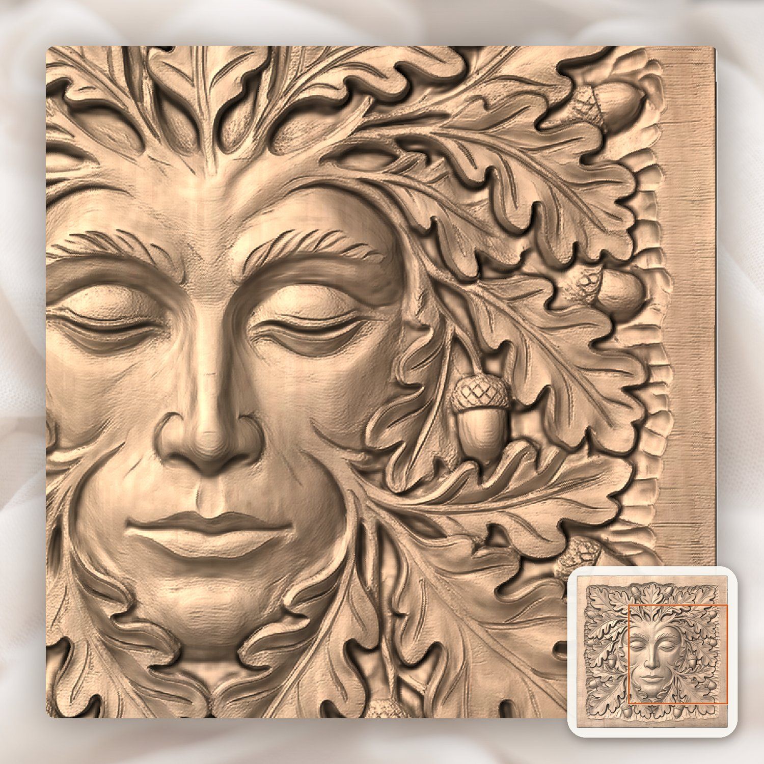 Green Man Forest Spirit Face CNC Relief STL bas-relief STL — view 9