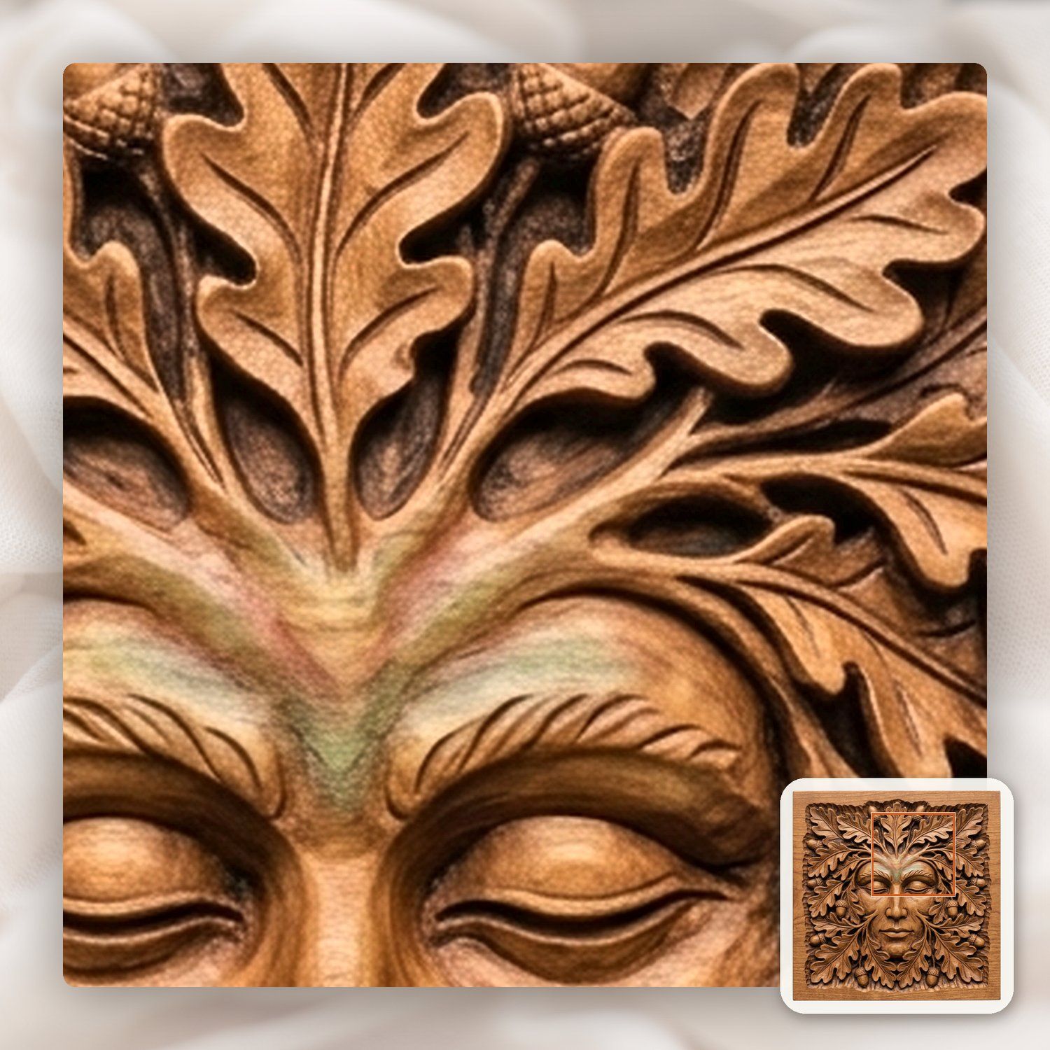 Green Man Forest Spirit Face CNC Relief STL bas-relief STL — view 10