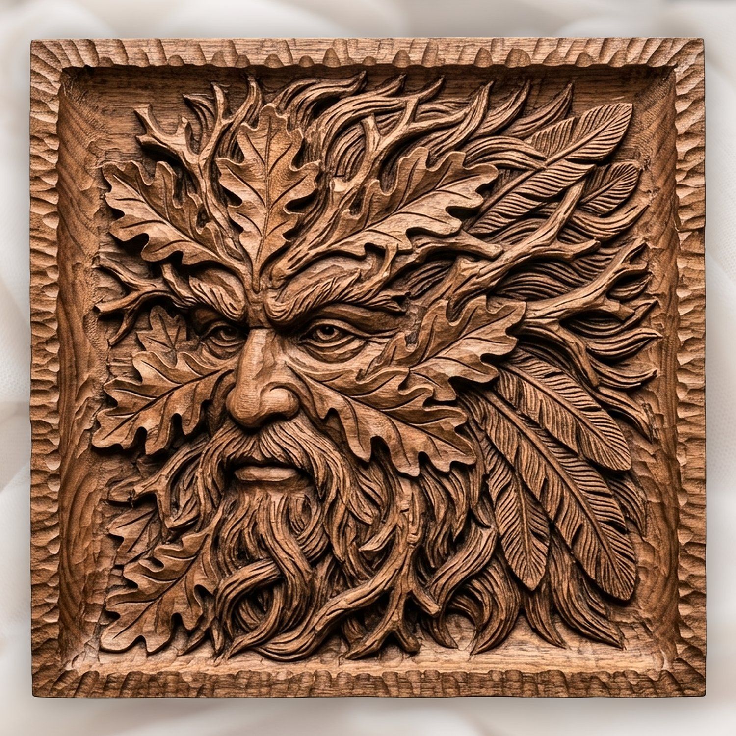 Green Man Forest Spirit Foliate Head CNC Relief STL bas-relief STL design