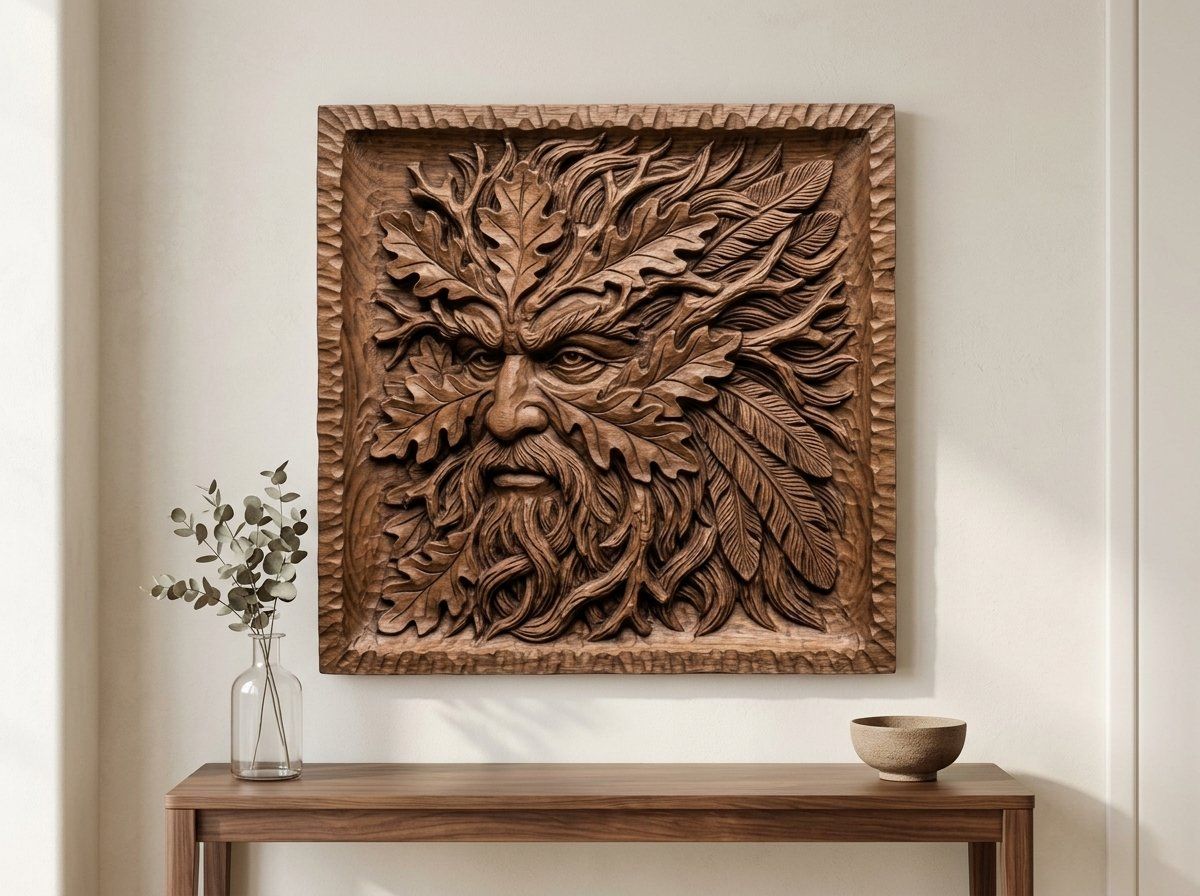 Green Man Forest Spirit Foliate Head CNC Relief STL bas-relief STL — view 13
