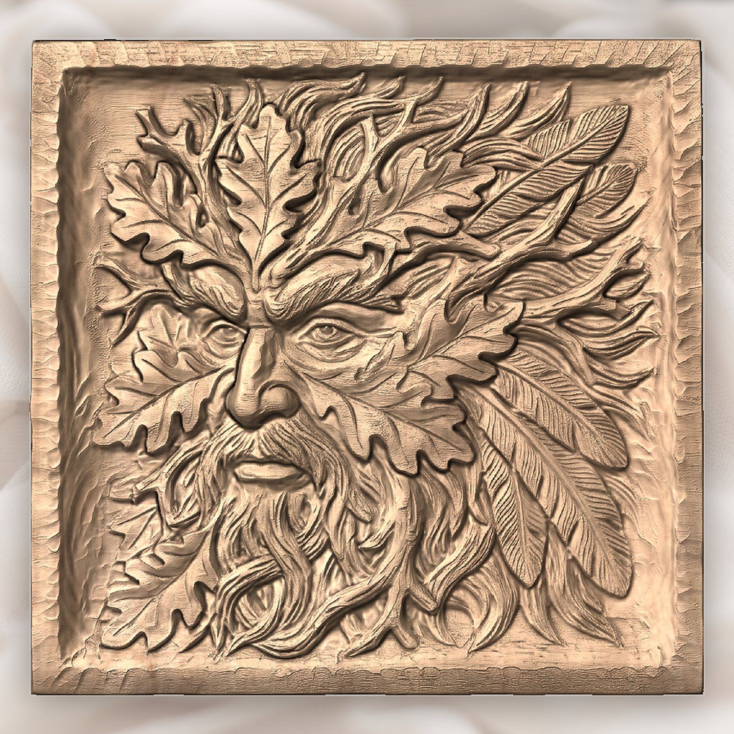 Green Man Forest Spirit Foliate Head CNC Relief STL bas-relief STL — view 4