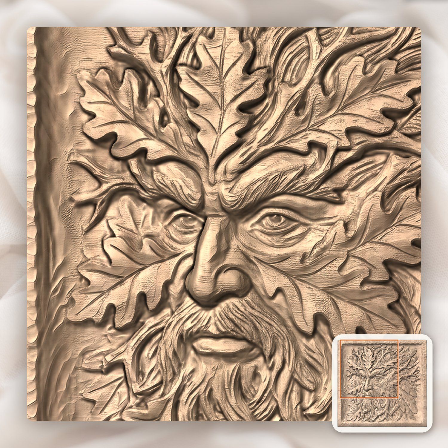 Green Man Forest Spirit Foliate Head CNC Relief STL bas-relief STL — view 8