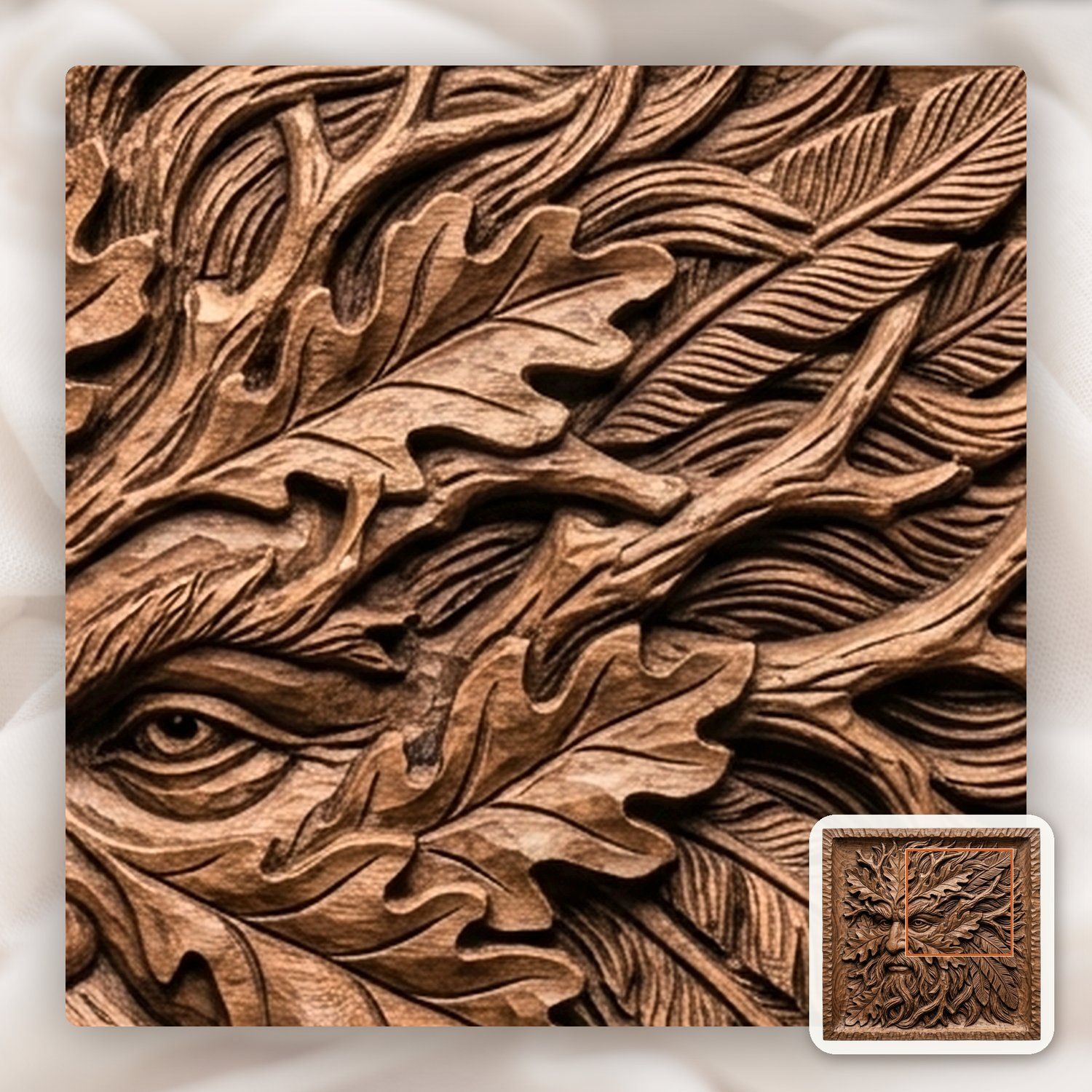 Green Man Forest Spirit Foliate Head CNC Relief STL bas-relief STL — view 10