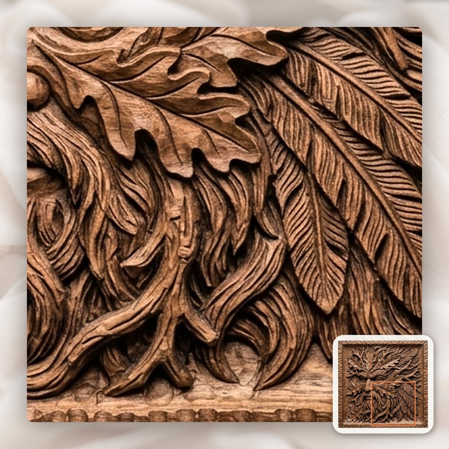 Green Man Forest Spirit Foliate Head CNC Relief STL bas-relief STL — view 11