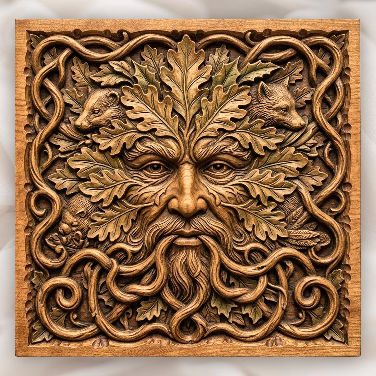 Green Man Forest Spirit Oak Carving CNC Relief STL bas-relief STL design