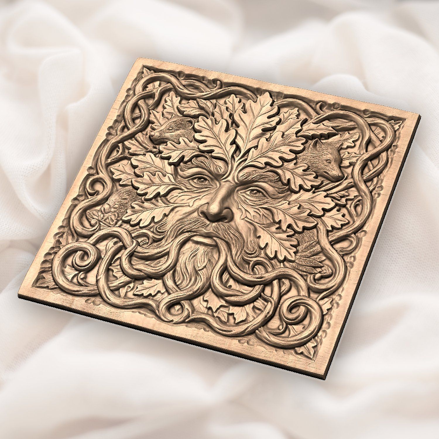 Green Man Forest Spirit Oak Carving CNC Relief STL bas-relief STL — view 5