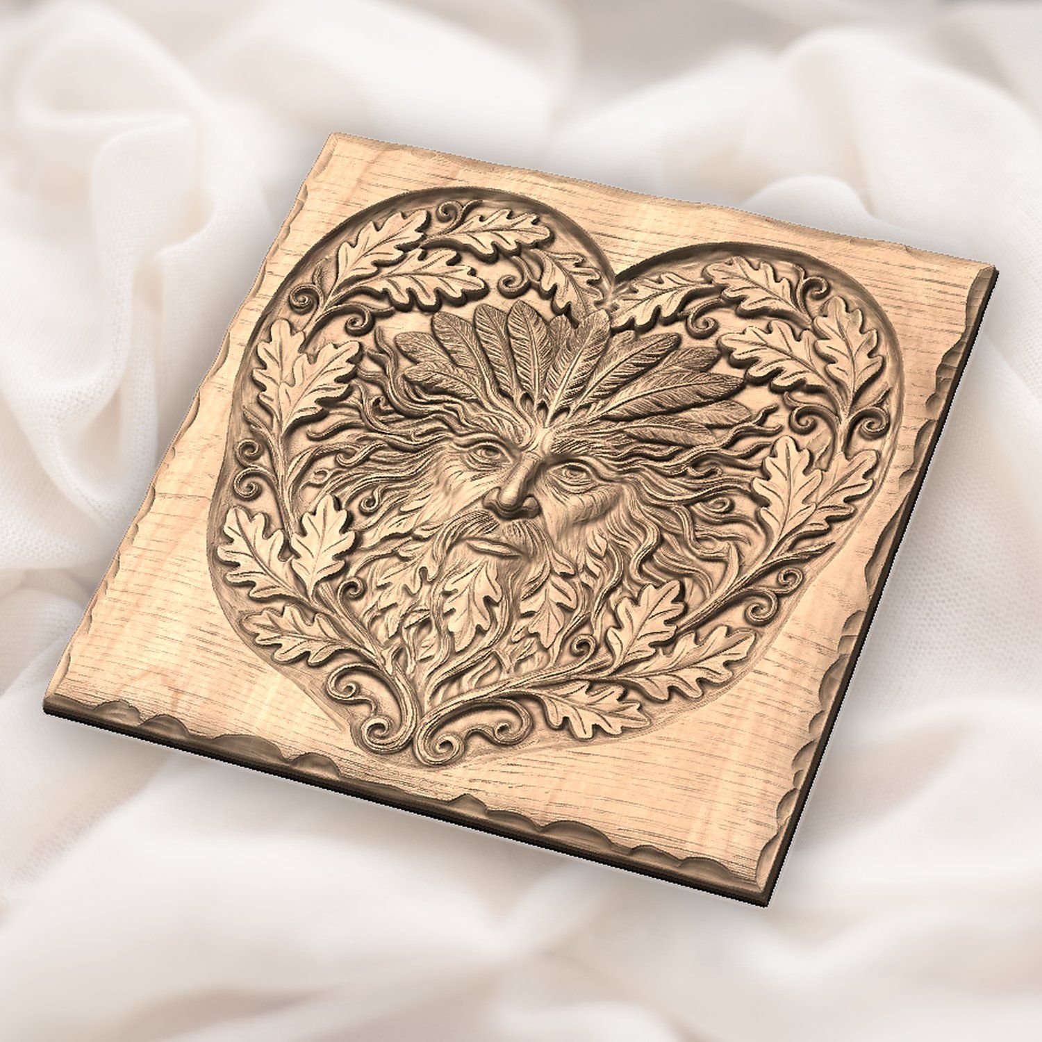Green Man Forest Spirit Oak Heart CNC Relief STL bas-relief STL — view 5