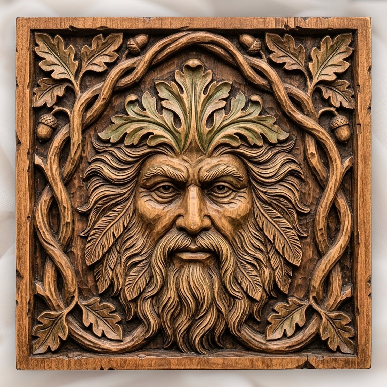 Green Man Forest Spirit Oak Leaf CNC Relief STL bas-relief STL design