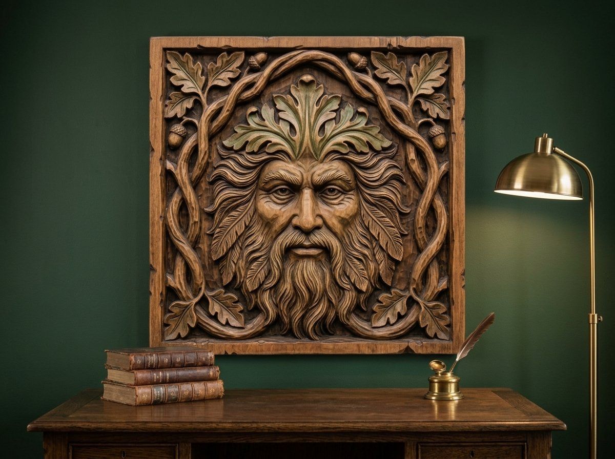 Green Man Forest Spirit Oak Leaf CNC Relief STL bas-relief STL — view 12