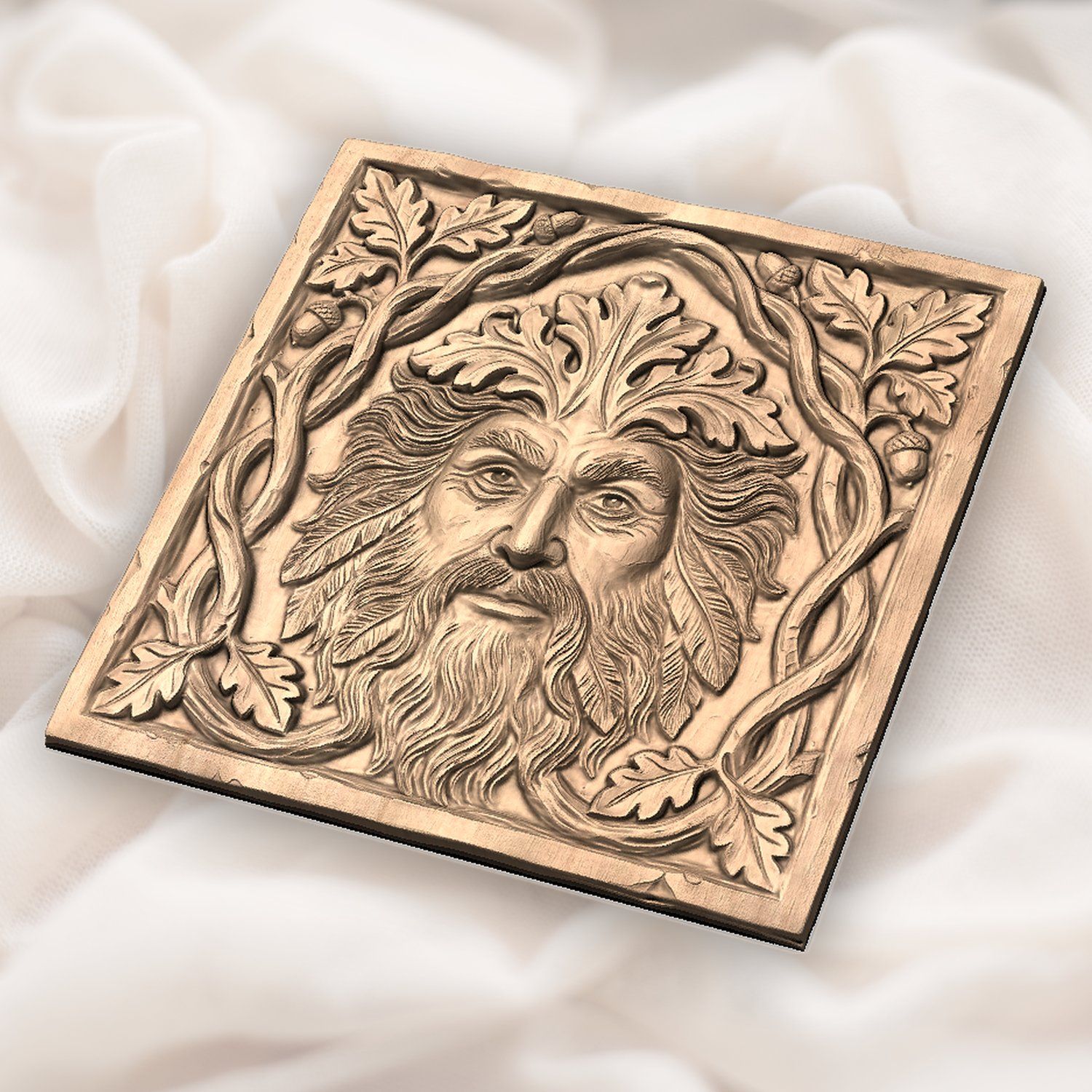 Green Man Forest Spirit Oak Leaf CNC Relief STL bas-relief STL — view 5