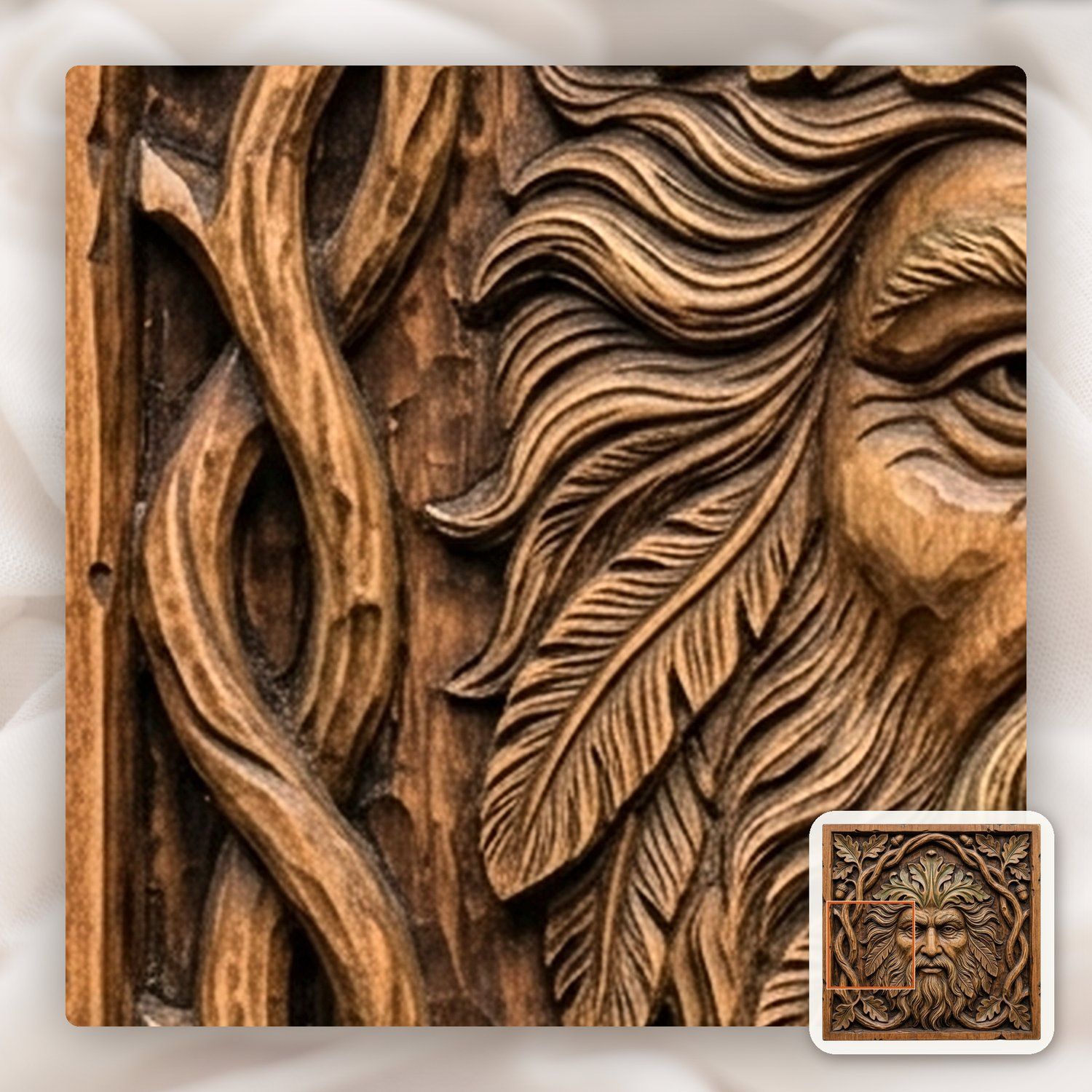 Green Man Forest Spirit Oak Leaf CNC Relief STL bas-relief STL — view 11