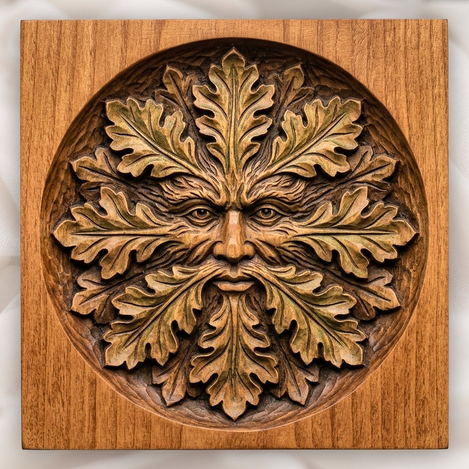 Green Man Forest Spirit Oak Leaf CNC Relief STL bas-relief STL design