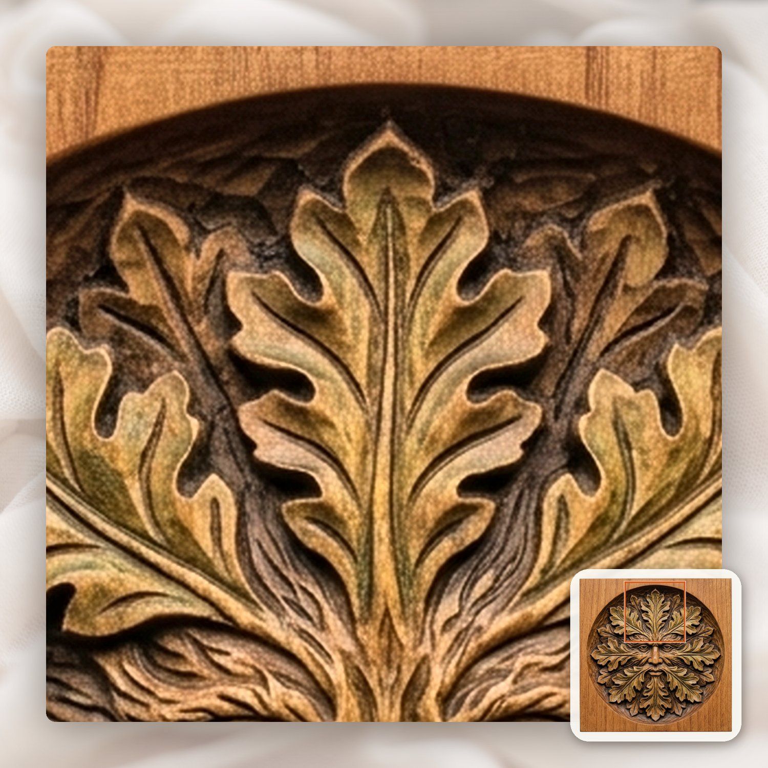 Green Man Forest Spirit Oak Leaf CNC Relief STL bas-relief STL — view 11