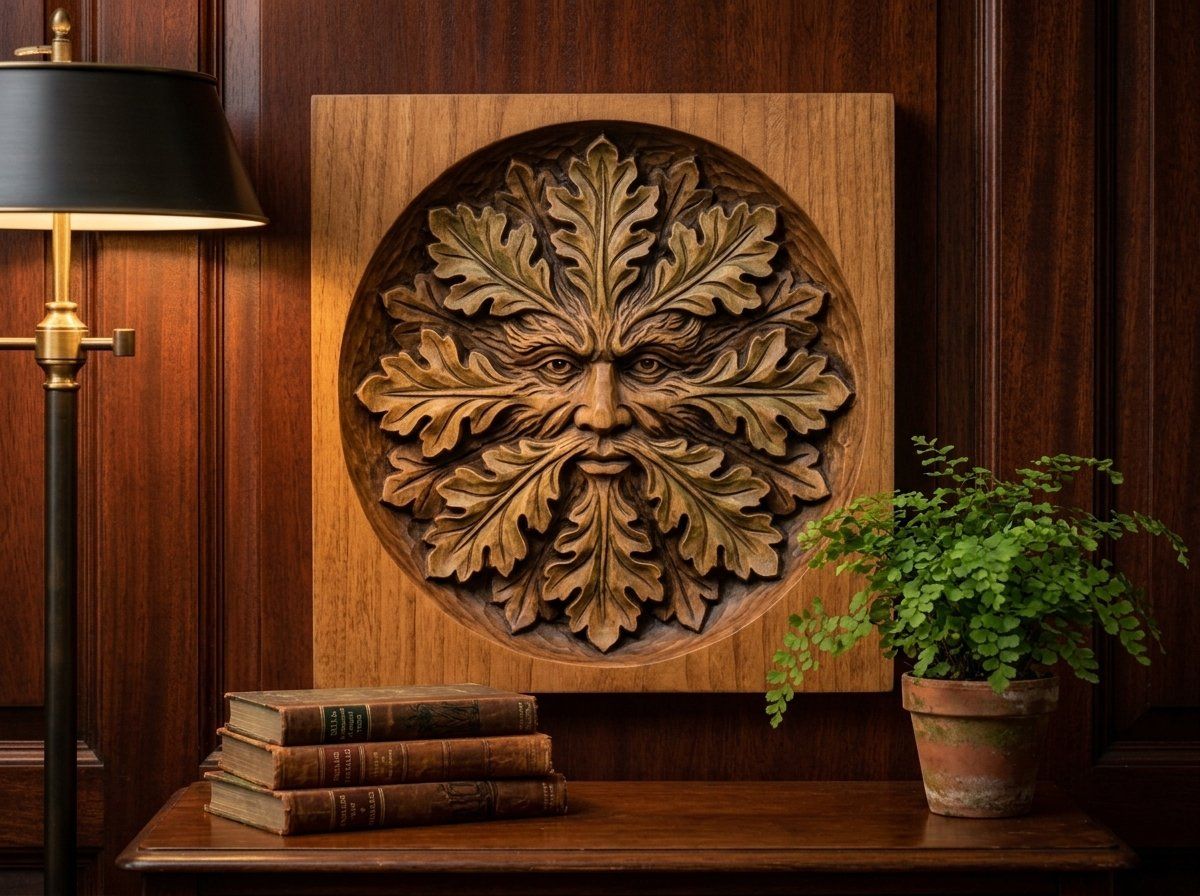 Green Man Forest Spirit Oak Leaf CNC Relief STL bas-relief STL — view 12