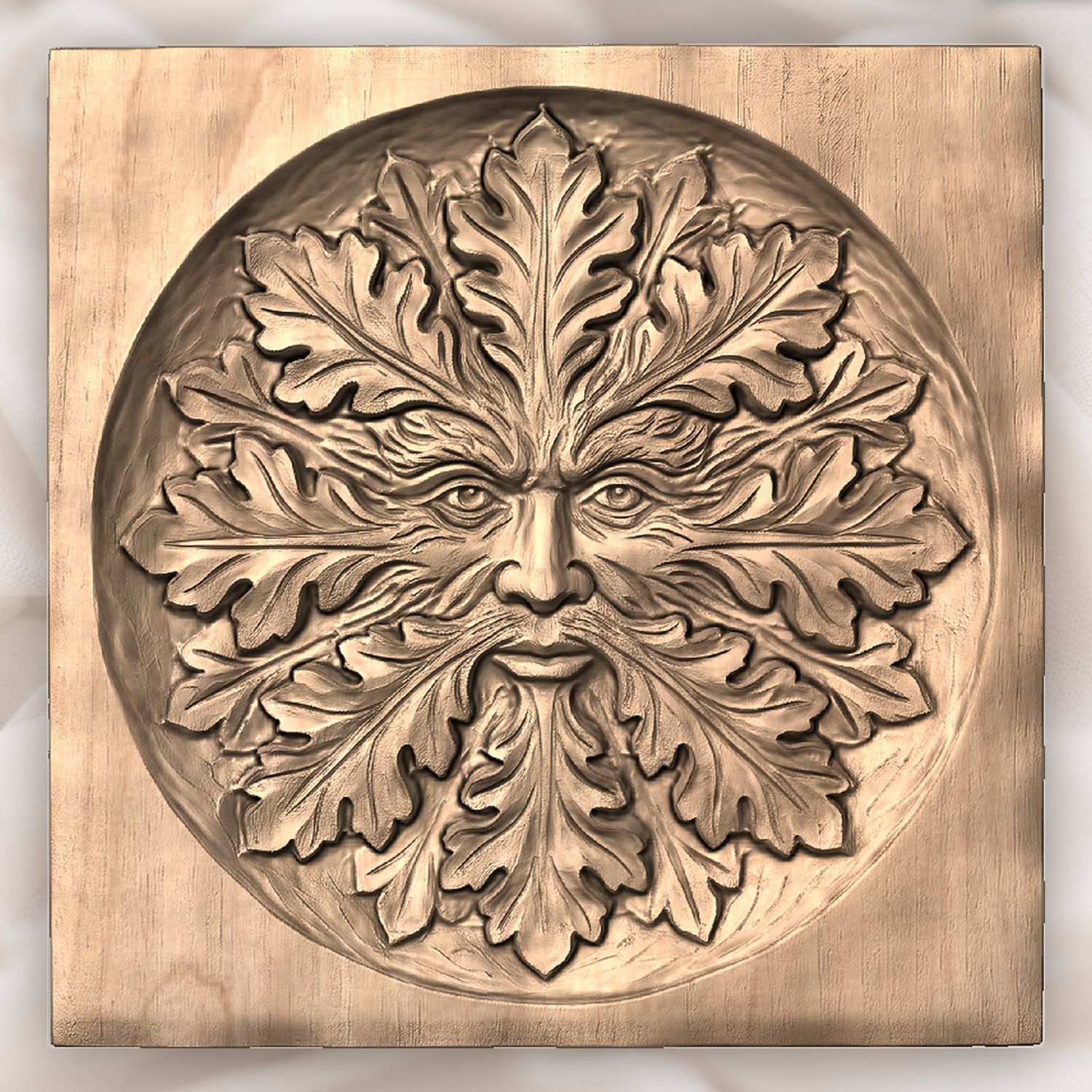 Green Man Forest Spirit Oak Leaf CNC Relief STL bas-relief STL — view 4