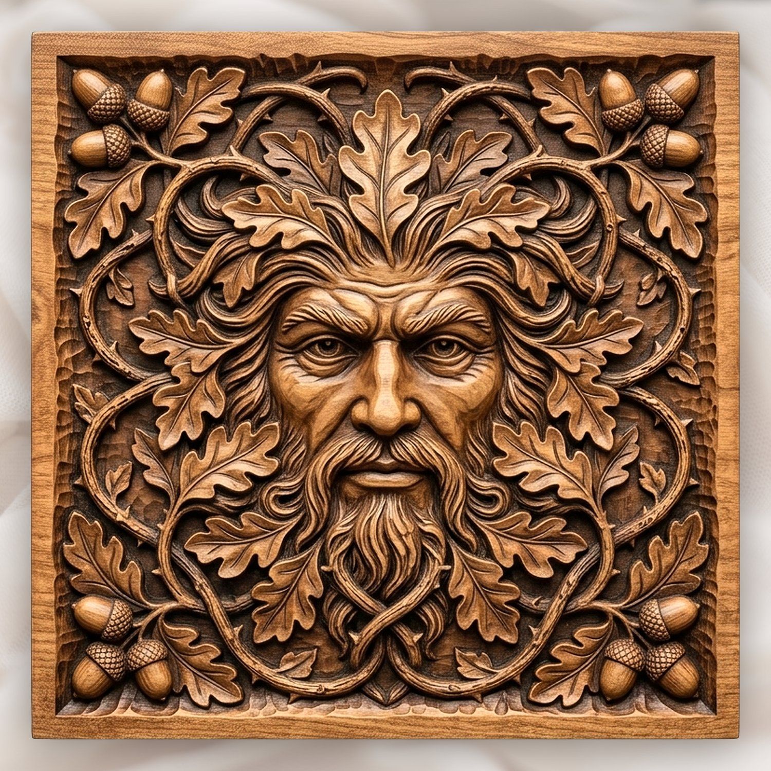 Green Man Forest Spirit Oak Leaf CNC Relief STL bas-relief STL design