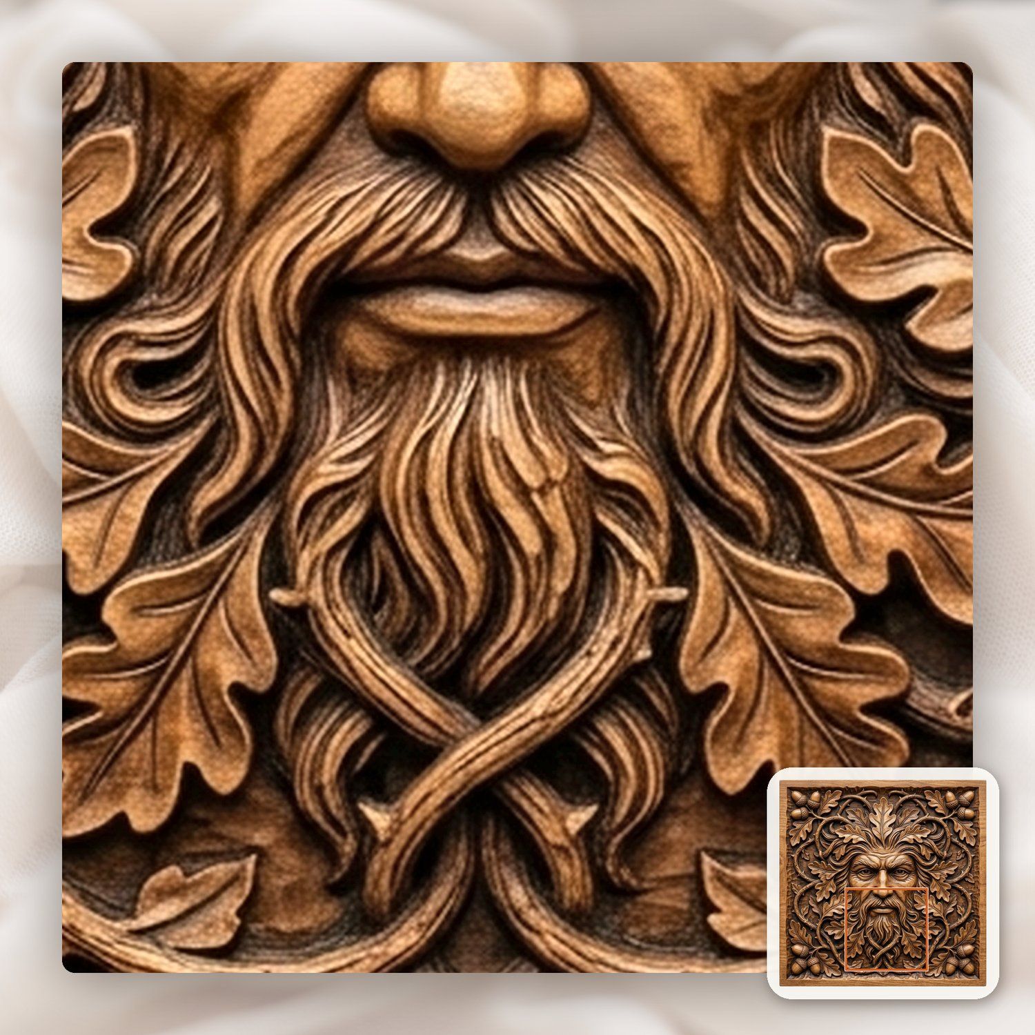 Green Man Forest Spirit Oak Leaf CNC Relief STL bas-relief STL — view 11