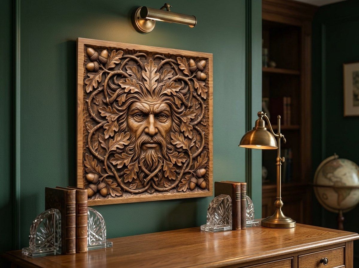 Green Man Forest Spirit Oak Leaf CNC Relief STL bas-relief STL — view 13