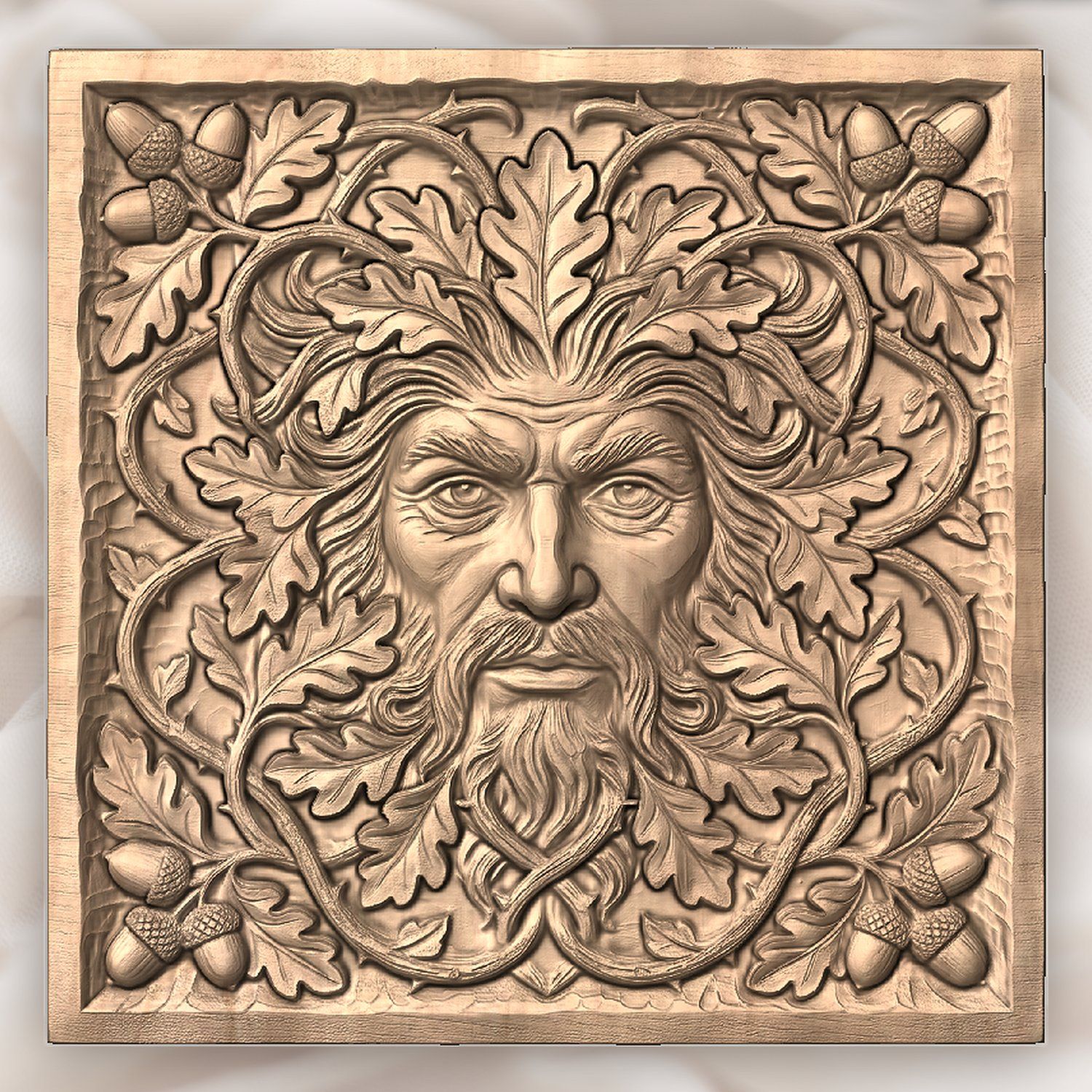 Green Man Forest Spirit Oak Leaf CNC Relief STL bas-relief STL — view 4