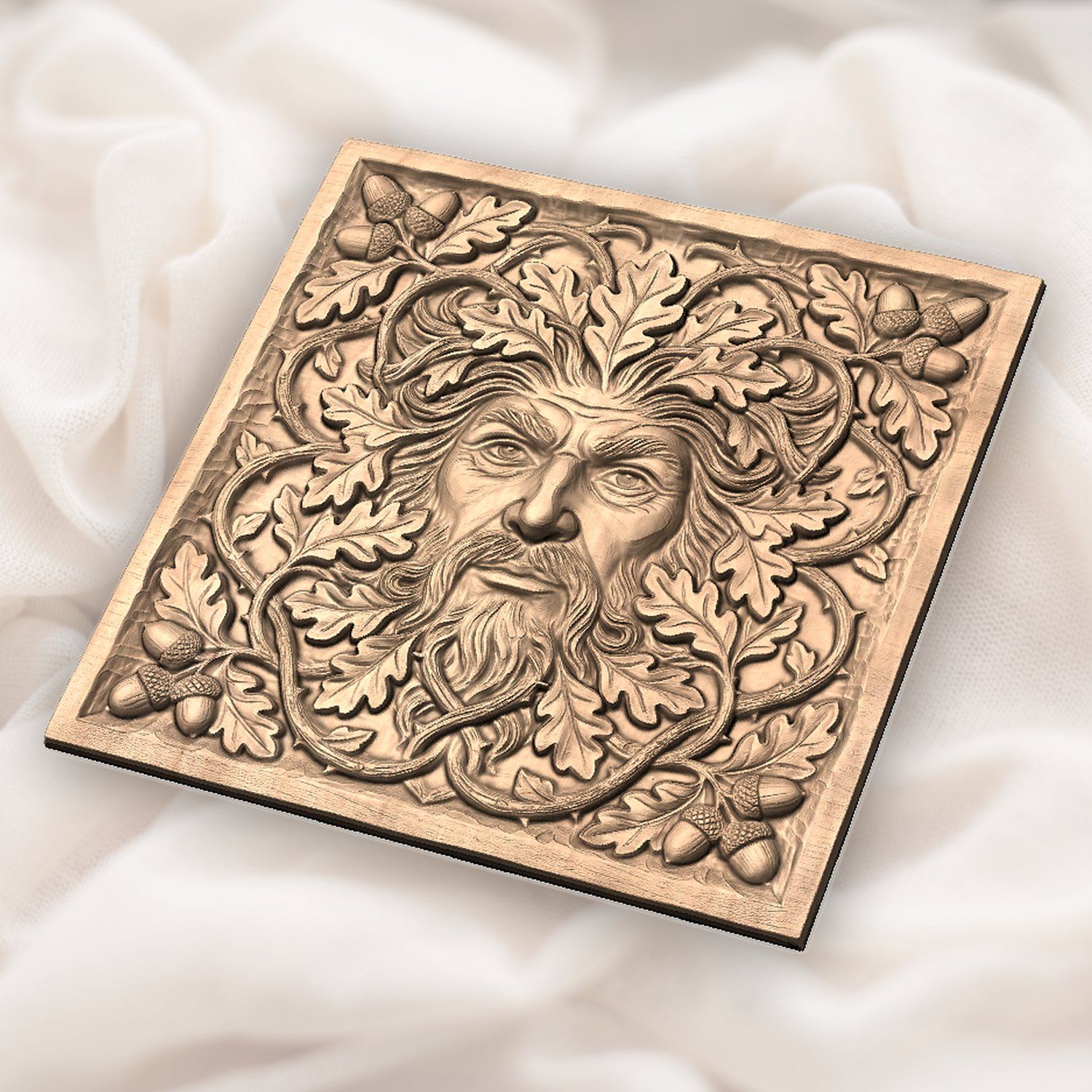 Green Man Forest Spirit Oak Leaf CNC Relief STL bas-relief STL — view 5